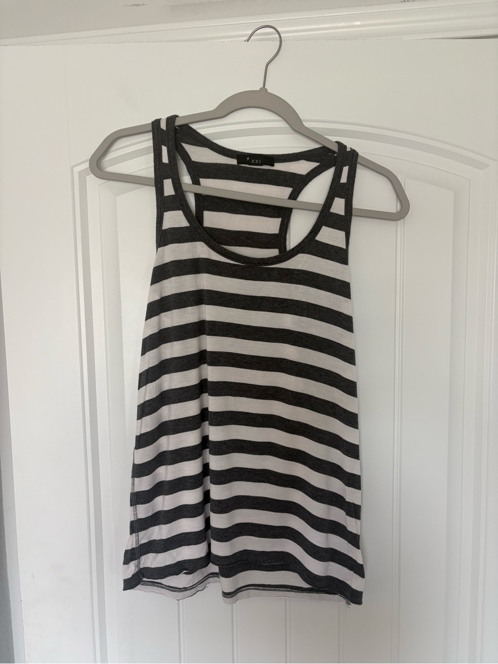 Forever 21 Black & White Striped Racerback Tank